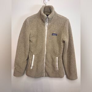 Patagonia EUC beige fleece zip up jacket Size XS